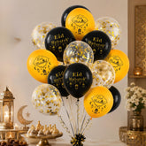 Eid Mubarak Black Gold Balloons – 12 Inch Latex Party Decorations