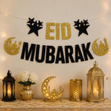 Gold Black Eid Mubarak Islamic Party Banner Decorations