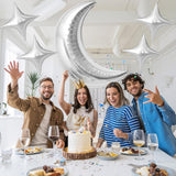 Silver Moon Star Foil Balloons – Celestial Party Decor, Baby Shower, Birthday