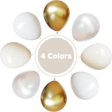 Pearl White Gold Balloons, 12 Inch Latex Party Decor (Eid Ul Adha)