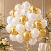 Pearl White Gold Balloons, 12 Inch Latex Party Decor (Eid Ul Adha)