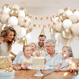 Gold White Balloons for Eid Ul Adha Party Decorations – Metallic Sand Latex Set