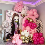 Gold Rose Pink White Balloon Arch Kit, Elegant Party Decorations