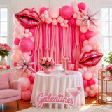 Pink Red Balloon Arch Kit, Star Lip Foil Balloons, Party Decor