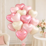 12pcs Heart Foil Balloons, Baby Pink Cream 18Inch Party Decor