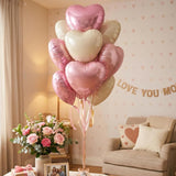 12pcs Heart Foil Balloons, Baby Pink Cream 18Inch Party Decor