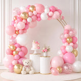 Pastel Pink Gold Heart Balloon Arch Garland Kit, Birthday Wedding Party Decor
