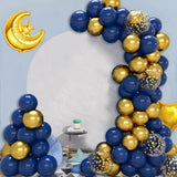 Eid Mubarak Blue Gold Balloon Arch Kit | Ramadan Party Decor Banner