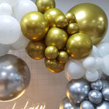 Silver Gold White Balloon Garland Arch Kit | 127 Pcs Party Decor