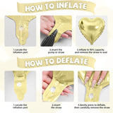 Gold White Heart Foil Balloons | 18 Inch Party Decor (15 Pcs)