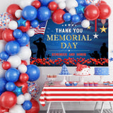 Memorial Day Backdrop Banner, Patriotic Poppy Photo Background, Remembrance Decor