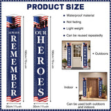 Memorial Day Porch Banner, Always Remember Heroes, Red White Blue Door Decoration