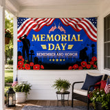 Memorial Day Banner, Remember Honor Patriotic Photography Backdrop, American Soldier Party Decorations