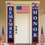 Patriotic Porch Banner: Red White Blue Remember Honor Decorations