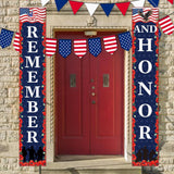 Patriotic Porch Banner: Red White Blue Remember Honor Decorations