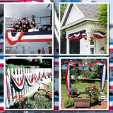 Red White Blue Patriotic Bunting Flags: 4th of July Outdoor Banner Set