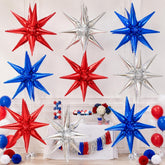 Patriotic Starburst Foil Balloons Red White Blue 4th Of July Party Decorations
