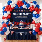 Memorial Day Party Decoration Kit Patriotic Balloon Arch Backdrop Tablecloth Set