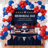 Memorial Day Party Decoration Kit Patriotic Balloon Arch Backdrop Tablecloth Set