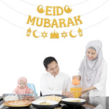 Gold Glitter Eid Mubarak Banner Garland Islamic Eid ul Adha Party Decorations