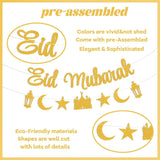 Gold Glitter Eid Mubarak Banner Moon Star Fireplace Party Decorations