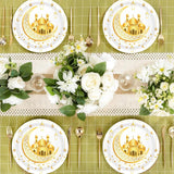 Eid Mubarak Paper Plates | Gold Moon Mosque Design, Disposable Party Supplies