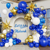 Eid Ul Adha Balloon Arch Kit | Blue, White, Gold Party Backdrop Decor