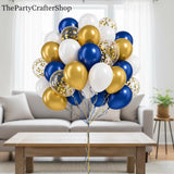 Eid Ul Adha Royal Blue Gold White Balloons | 60 Pcs Confetti Balloon Set