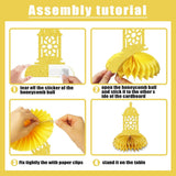 Eid Mubarak Honeycomb Centerpiece Decorations: Gold Glitter Islamic Party Table Decor