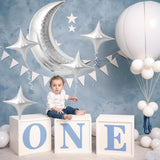 Silver Moon Star Foil Balloons – Celestial Party Decor, Baby Shower, Birthday