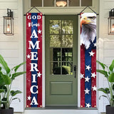 4th of July Door Banner Set | God Bless America Porch Sign | Patriotic Eagle Decor