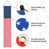 American Flag Porch Banner | Patriotic Stars Stripes Hanging Sign