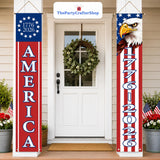 2 Pack USA Patriotic Porch Banners | Double Sided 4th of July Outdoor Decor