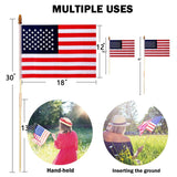 12 PCS USA Stick Flags | Patriotic Decor, Memorial Day, 4th July, 250th Anniversary