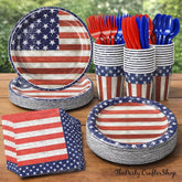 400 Piece Patriotic Tableware Set Plates Napkins Cups for Party