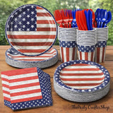 400 Piece Patriotic Tableware Set Plates Napkins Cups for Party