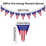 USA Flag Pennant Banner, 40 PCS Patriotic Triangle Garland, 4th of July Decor