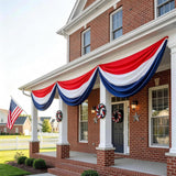 2 Pack Patriotic American Flag Bunting | Red White Blue Porch Banner (Outdoor Decor)