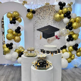 Black Gold White Confetti Balloons | 50 Pcs Latex Party Decor