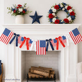Patriotic Bow Garland | 6 Ft USA Flag Banner for 4th July, Independence, Memorial Day Decor