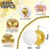 100 Pcs White Gold Baby Pink Quick Link Balloons | Party Arch Decor