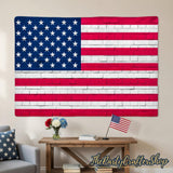 Independence Day Backdrop | American Flag Brick Wall Banner (7x5 Ft)
