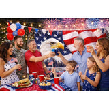 American Flag Bald Eagle Backdrop | Patriotic Red White Blue Party Banner (7x5 Ft)