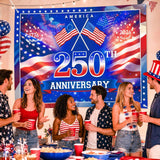 7x5 Ft 4th of July 250th Anniversary Backdrop | America 1776–2026 Flag Stars & Fireworks | Patriotic Party Decor