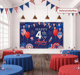 Patriotic 4th of July Backdrop | American Flag Stars Stripes Photo Banner, Independence Day Decor