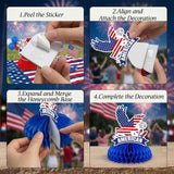 9 Pcs Patriotic USA Honeycomb Centerpieces | American Flag Eagle Table Decor