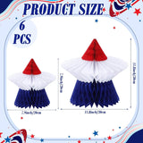 Patriotic Honeycomb Centerpieces | Red White Blue Star Table Decor (6 Pcs)