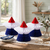Patriotic Honeycomb Centerpieces | Red White Blue Star Table Decor (6 Pcs)