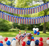 Patriotic Foil Fringe Garland: Red, White, Blue Tinsel Banner (2 Pack)