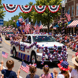 39.5FT Patriotic Glitter Tinsel Garland Red White Blue Star Banner 4th of July Decorations
